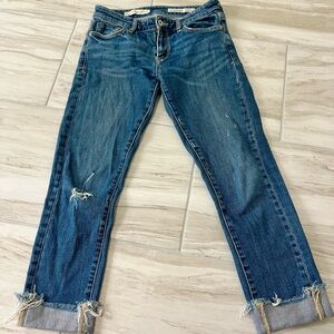 Pilcro and the Letterpress Distressed Blue Boyfriend slim Jeans size 25